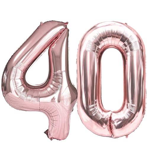 FIROMI 40 Foil Number Balloons Rose Gold 40-inch Big Mylar Balloon Numbers