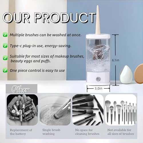 Máquina limpiadora y secadora eléctrica de brochas de maquillaje con luz UV-C, sistema de limpieza automático 3 en 1 para limpieza profunda y secado rápido, diseño silencioso para entusiastas de la - imagen 8