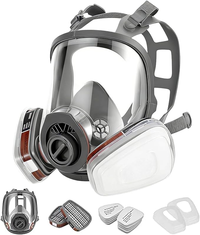 Masque de volume réutilisable avec filtre pour la protection contre les vapeurs et les particules Masque à gaz Masque anti-poussière pour peintures, vernis, travaux de menuiserie