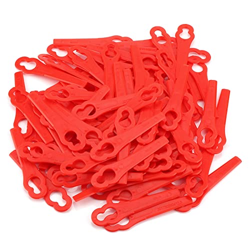 Image of 100 Pack Trimmer Blades Replacement, ABS Plastic Grass Trimmer Blades Compatible with FRT18A FRT18A1 FRT20A1 and Art 46155, Garden Weed Eater Cutting Blades