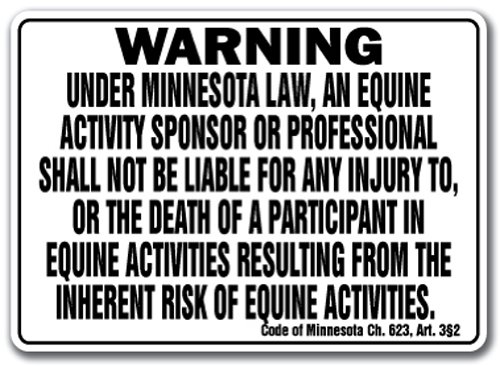 Minnesota Equine Sign Activity Liability Warning Statute Horse Farm barn Stable