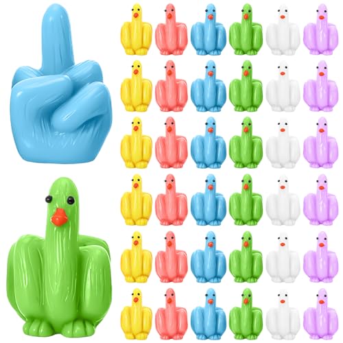 GGSTDDUP 60 Pcs Middle Finger Duck Mini Ducks Funny Tiny Ducks to Hide Fun Fingers Mini Resin Duck Miniature Figurines for Hiding and Seek Prank Garden Landscape Party Favors Patio Lawn Dashboard