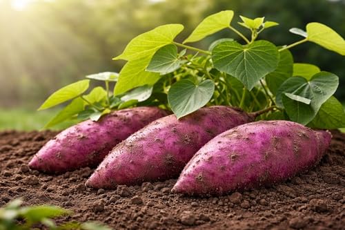 Purple Sweet Potato Slips Live Plants Fast Growing Heirloom Sweet Potato Vine Great Flavor High Yield Garden or Container Growing Starter Plants (2 Slips)