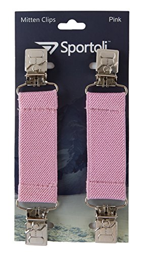 Sportoli Kids Elastic and Metal Glove and Mitten Clips with Snowman Accent - Pink2