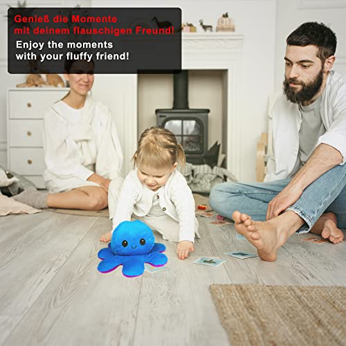 KUNSTIFY 30cm Oktupus Stimmungs Kuscheltier XXL, Geschenke für Frauen, Beste Freundin, Kinder (30cm Pink Blau)