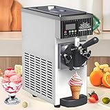 【MACCHINA PER GELATO AD ALTA RESA】Questa macchina commerciale da banco per gelato Soft Serve è dotata di un serbatoio per la miscela da 2,5 L e di un cilindro di congelamento da 1 L, con una capacità produttiva di 4-5 L/h gelato (2-3 porzioni in continuo, da 80 g ciascuna). Funziona in modo efficiente a temperature ambiente comprese tra 5 e 32°C (41–89,6°F), garantendo un elevato volume di produzione.