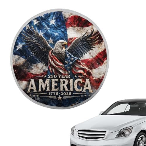 Image of Steering Wheel Cover Sunshade Easy to Install Eagle 250th Anniversary Steering Wheel Sun Shade Cover Block UV Rays Cool Car Interior Accessories for Sun Heat Fit Most Car