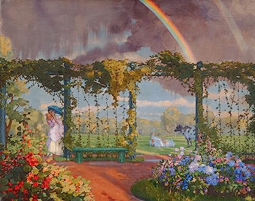 Cuadro sobre lienzo de Paisaje con arcoiris de Somov para decoración de oficinas 60x90cm