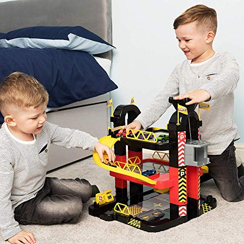 CYP BRAND Teamsterz 1416475 3 Spielset 3-stöckiges Parkhaus mit 5 Autos, für 3–6 Jahre