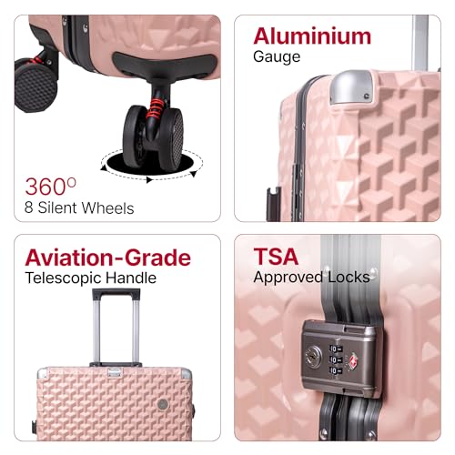 Image of Hard PC Trolley Luggage, Large Size, 100% Polycarbonate, Lightweight and Durable, Silent Wheels, Anti-Theft with Aluminium Frame, and 3 TSA Locks, 28-Inch, Coral Mist