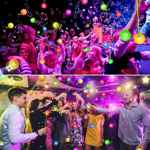 Image of SHQDD 24PCS Light Up Ball, Stress Balls, Bouncy Balls for Kids, 6 Colors Flashing Squeaky Ball, 2.2inch Light Up Toys, Balls for Toddlers 1-3, Glow in The Dark Party Favors for Teens, Adults, Children