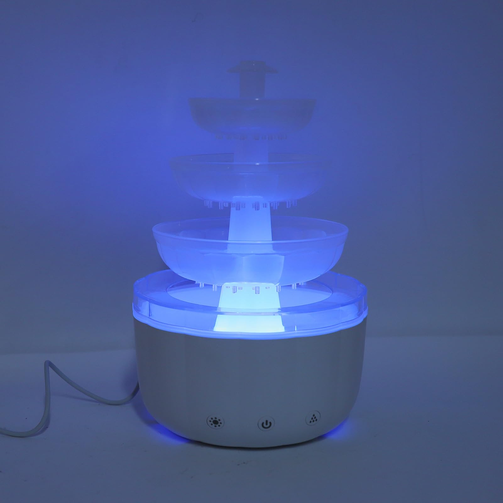 LiebeWH Difusor de Aceite Esencial de Fuente, Humidificador de Aire de Escritorio con Flujo de Agua PP, Niebla de Aromaterapia de 500 Ml, Luz Colorida, Apagado Automático Silencioso para Yoga en el