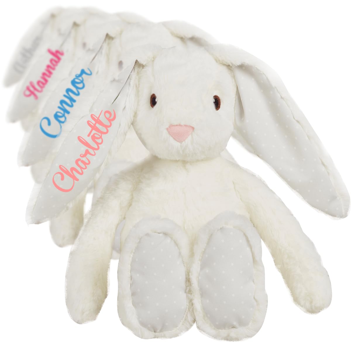 Personalised Teddy Bear Bunny - Customised Easter Bunny Babies Newborn Gift New Baby Shower Present Birthday Gifts For Girls Keepsake Rabbit Christening Soft Toy for Daughter Cuddly Toy - Cream White