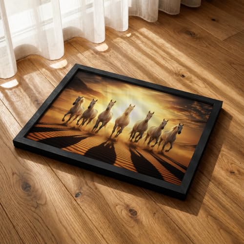 Image of Suneree 7 Horse Vastu Wall Painting (Landscape Collection) (Natural, Design 22, 33L x 25W cm)