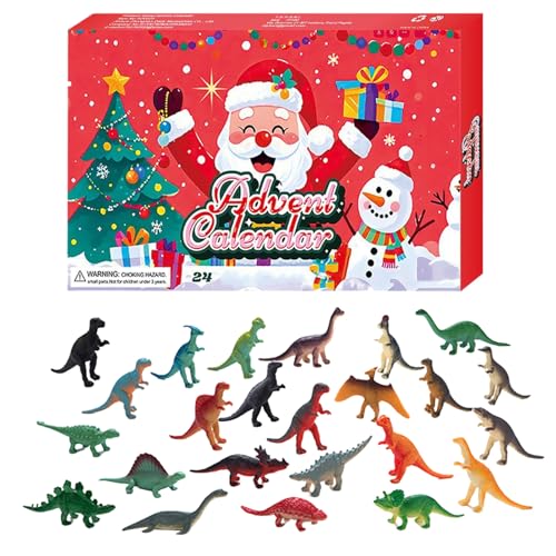 Ruwshuuk Calendario de Adviento con conteo regresivo, 24 días con calendario recuento regresivo de muñecos de dinosaurio fosforescente, adorable decoración de mesa para niños y niñas