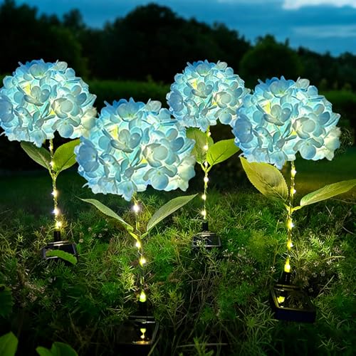 Quintrost Luces Solares Flores Jardín Exterior, 2 Piezas Luz Solar Flores LED, Lámparas Solares Decorativa IP65 Impermeable, Decoración para Patio, Césped, Boda, Fiestas, Navidad, Blanca Cálida
