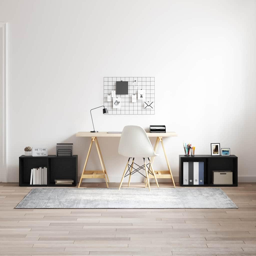 2-częściowy zestaw szafek pod telewizor, wygląd czarnego dębu, 72 x 35 x 36,5 cm, nowoczesny materiał drewnopochodny, regał na media, montaż ścienny, do salonu, sypialni, miejsca do