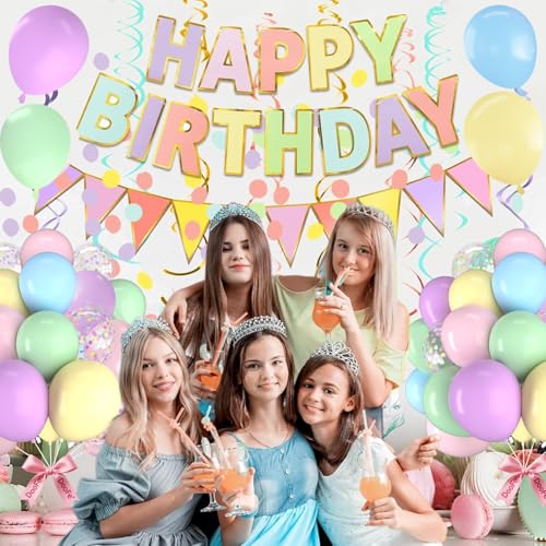 Luftballons Pastell, 62 Stück Helium Luftballon Pastellfarben mit Ballons Rosa Blau Lila Gelb Grün, 12 Zoll Bunte Latex Luftballons für Geburtstag Verlobung Hochzeit Babyparty Brautparty Feier Deko