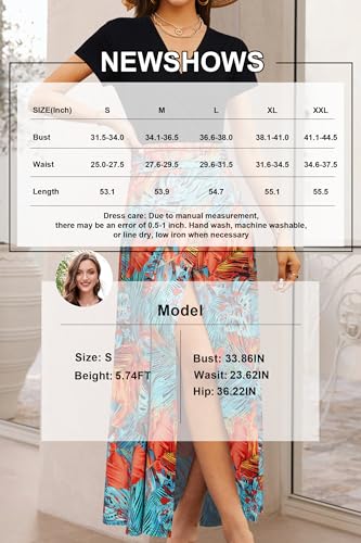 Image of Newshows Women's 2026 Lightweight Summer Wedding Guest Beach Vacation Casual V Neck Split Flowy Maxi Dress