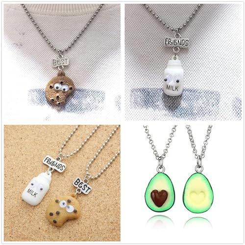 JinYu Best Friend Necklaces for Cute Milk Cookie Necklace Set French Fries Hot Dog Hamburger Avocado with Heart Pendant Birthday Gifts 7pcs3