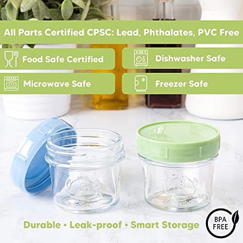 DELA DISCOUNT 51Yxc60Y1GL 12-Pack Baby Food Glass Containers - 4 oz Leak-Proof, Microwavable, Baby Food Storage Container - Baby Food Storage Containers - Baby Bullet Jars - Freezer, Dishwasher Safe Puree Feeding Jar (Nord)  