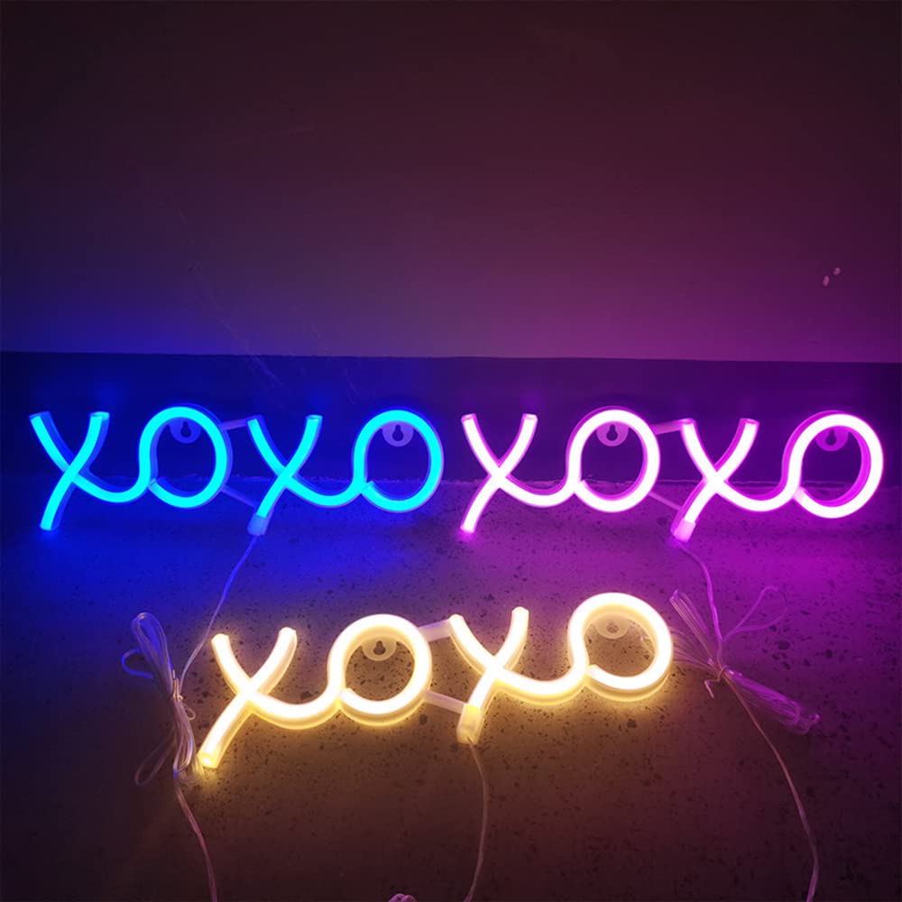 Ulalaza Insegna Luminosa LED XOXO - Luce Neon Decorativa USB 30x13 Cm - 3