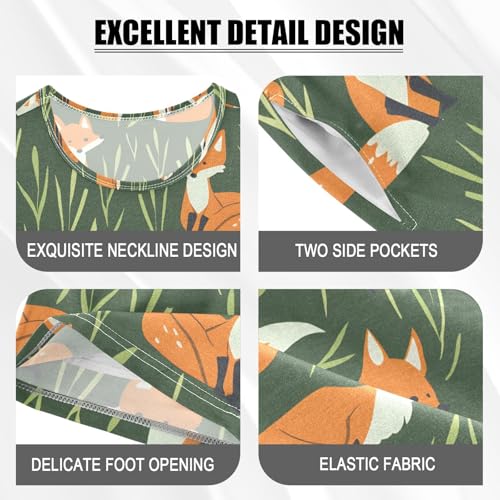 ALAZA Cute Cartoon Fox Pajamas Short Sleeve 2 Piece Sleepwear Top and Bottom Pajama Set Unisex4