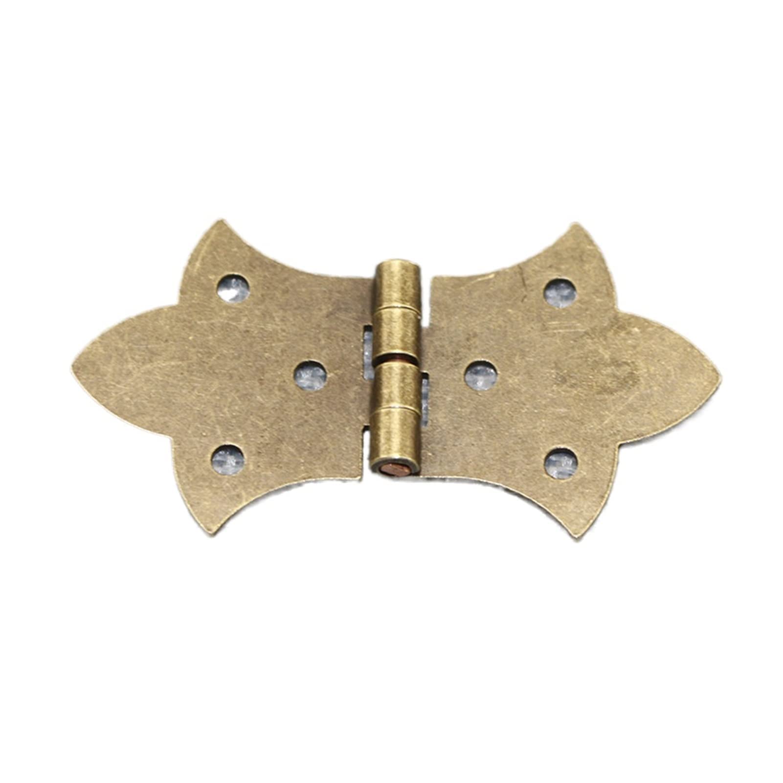 Nvsfzgiyg Gold Hinge, 10Pcs 31Mm X57mm Miniature Antique Bronze Laciness Door Cabinet Drawer Jewelry Jewellery Box(Gold)
