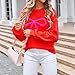 Valentine Sweater Women,Valentines Sweater Women Bow Print Oversized Crewneck Sweaters Valentine S Day Outfit Valentine Apparel 2025 Fashion Top 03 Red Medium