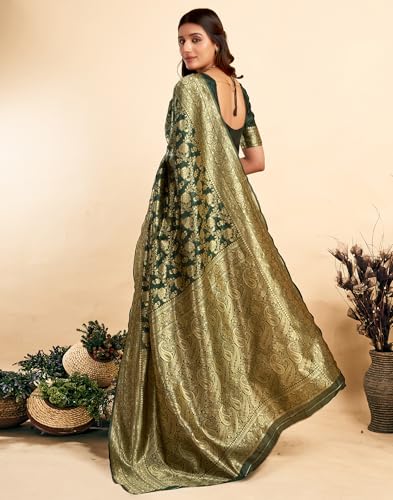 Image of SIRIL Women's Banarasi Silk Saree Pure Silk Saree With Unstitched Blouse Piece