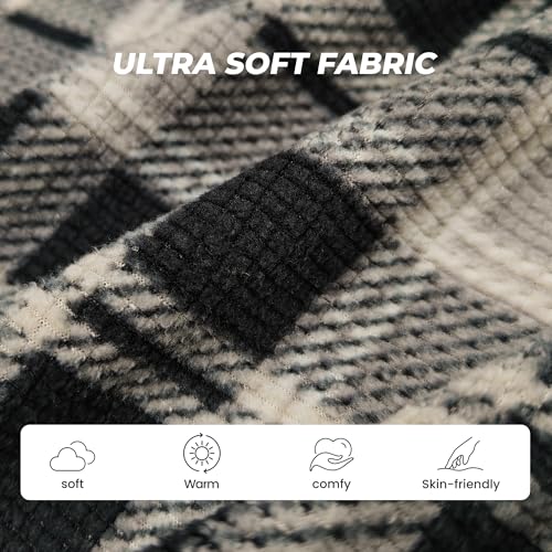 U2SKIIN Mens Fleece Pajamas Set, Soft Warm Long Sleeve Prints Pants Pajama set for Men Comfy Sleepwear Pjs(DARK GREY MEL/BLACK-GREY PLAID,XL)2