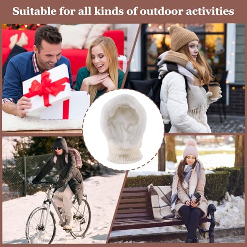 Image of Winter Fleece Balaclava Warm Men Hood Hat Knitted Hooded Scarf for Women Unisex Skull Cap