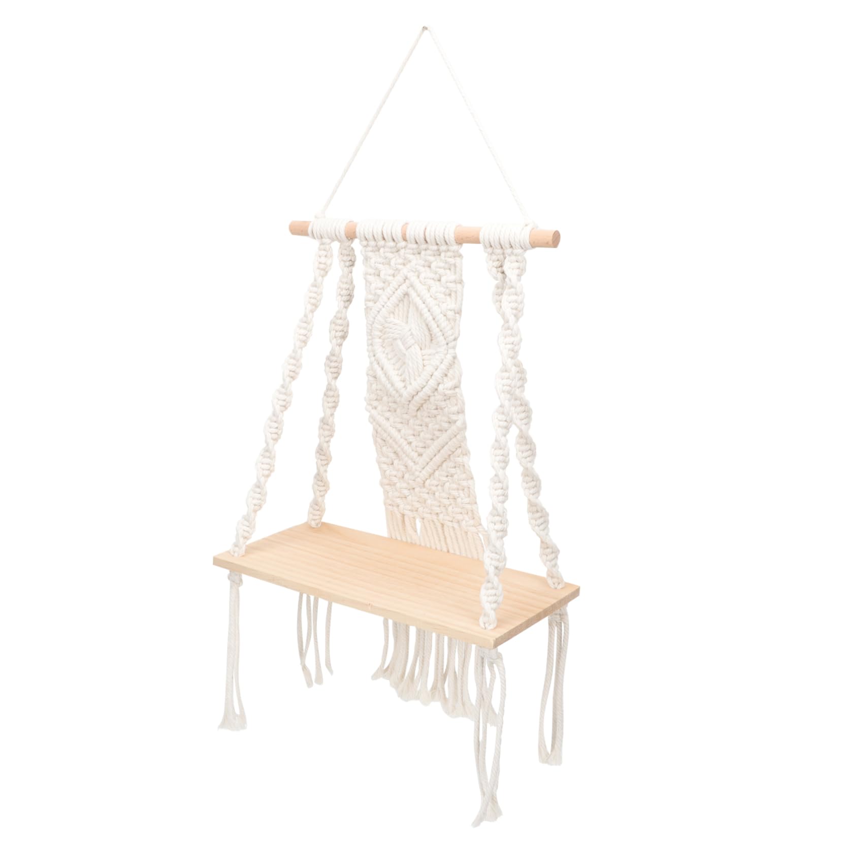 HOOTNEE Bohemian Style Cotton Rope Woven Tapestry Hanging Rack Versatile Sundries Plant Display Holder for Home Decor Easy Installation Craftsmanship for Garden