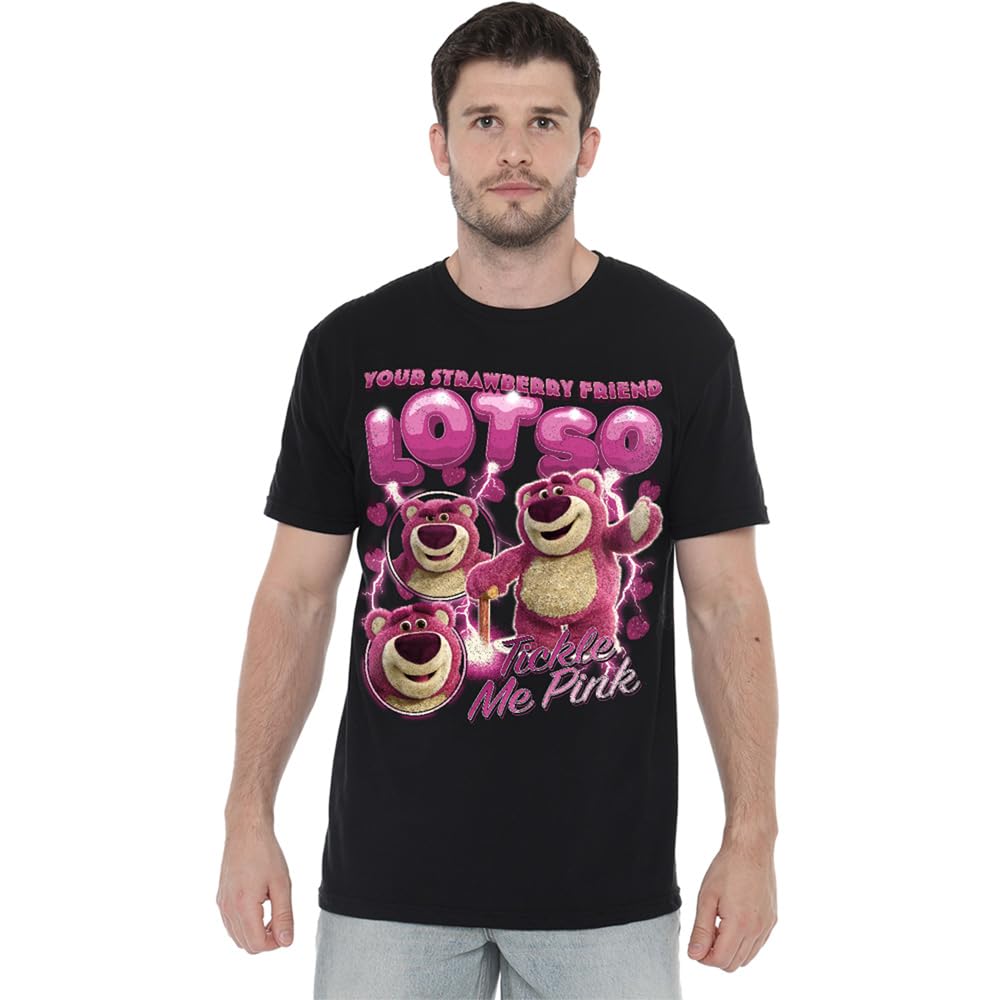 Disney Unisex Toy Story Strawberry Lotso Homage T-Shirt, Black | Size: Small