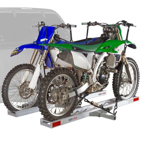 Black Widow Aluminum Double Motorcycle Hitch Carrier, 600 lb, 2 in Hitch