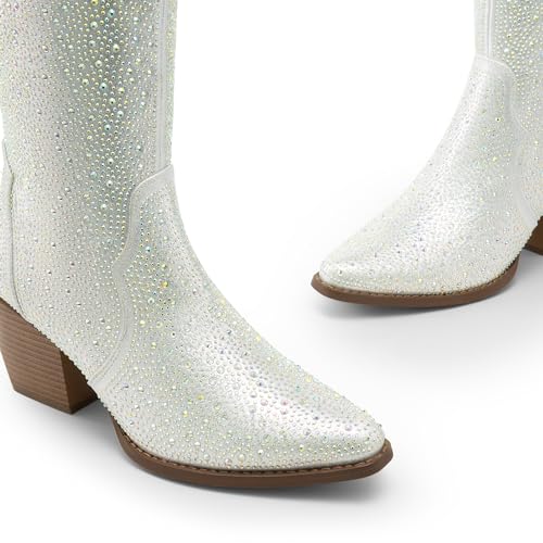 Image of DREAM PAIRS Womens Cowboy Knee High Chunky Heel Boots