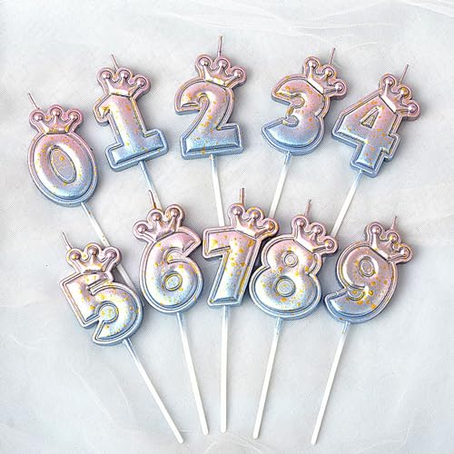 Cake Numeral Candle,Gold Crown Long Thin Happy Birthday Number Candle for Cake Topper,Kids Birthday Party Supplies,Cake Decoration (Number-9)