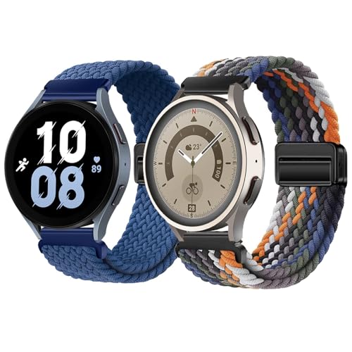 HinZann Correas de Reloj para 18mm 20mm 22mm, Pulsera de Nailon Deportiva, Correa de Repuesto Elástica para mujer y hombre, Correa Magnético Trenzada Nylon - (20MM丨Azul + Camuflaje)