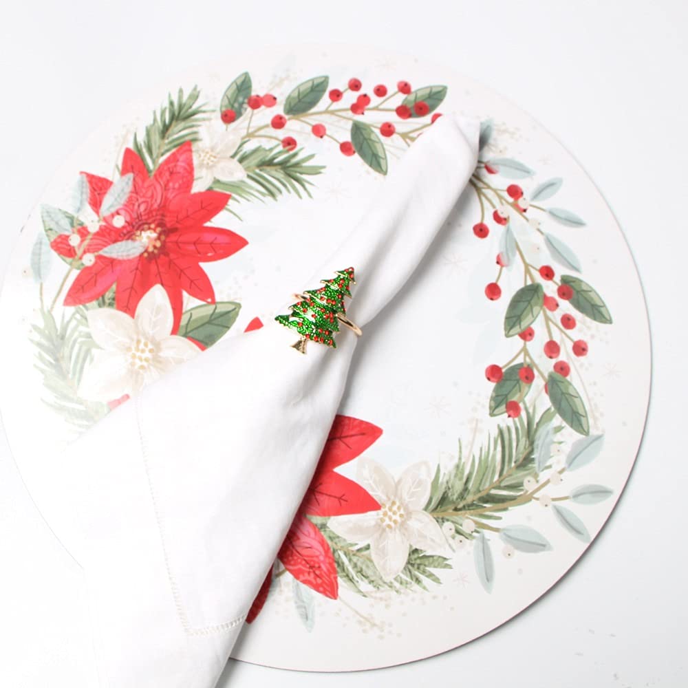 High-End-Weihnachtsbaum-Serviettenring-Bogen-Blumenkranz-Mundring-Hotel-Musterraum-Set-Tabellen-Weihnachtsserviettenschnalle (B)