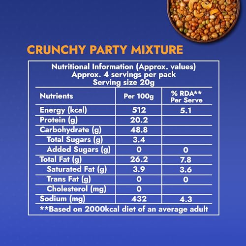 Image of SWEET KARAM COFFEE Crunchy Party Mixture Pack of 6 (95G each)|No Palm Oil or Preservatives|Spicy,Traditional Navadhanya Namkeen|Crispy Tea-Time Snack|Perfect For Gifting & Festive Celebrations