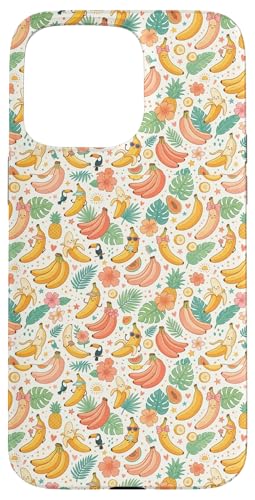 Tropical Banana Pattern Fruit Floral Beach Aesthetic �X�}�z�P�[�X iPhone 15 Pro Max �p