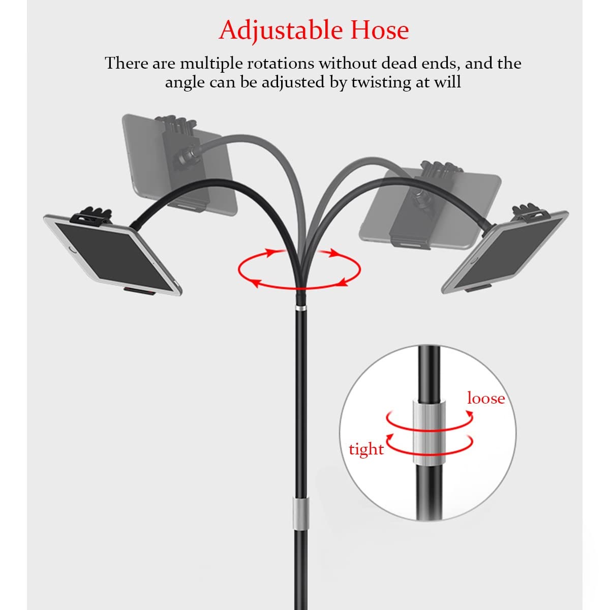 Supporto for cella a braccio lungo a collo di cigno for tablet da 3(White,High 136cm)