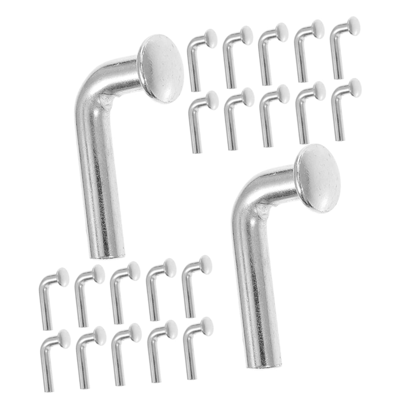 KICHOUSE 50pcs Shelves Accessories Warehouse Rack Safety Holder Fence Toppers Hook Fence Post Moving Tape Press and Seal Wrap U Clamp Safety Clip Compartment Bolt Warehouse Kit Steel Silver