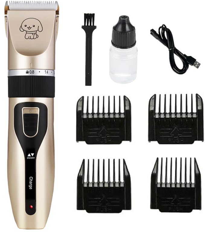 Tosatrice per cani pelo lungo professionale, IPX7 impermeabile Rasoio per cani/Gatti con USB Kit Completo Basso Rumore per peli di animali domestici spessi e opachi