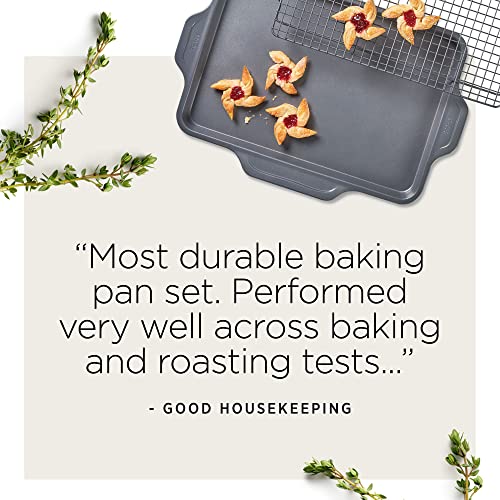 Image of All-Clad Pro-Release Nonstick Bakeware Set 2 Piece Oven Safe 450F Half Sheet, Cookie Sheet, Muffin Pan, Cooling & Baking Rack, Round Cake Pan, Loaf Pan, Baking Pan Grey