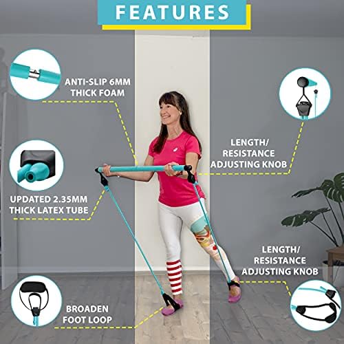 Flexies Portable Pilates Bar kit with Free 8Loop Stretch Band, Workout