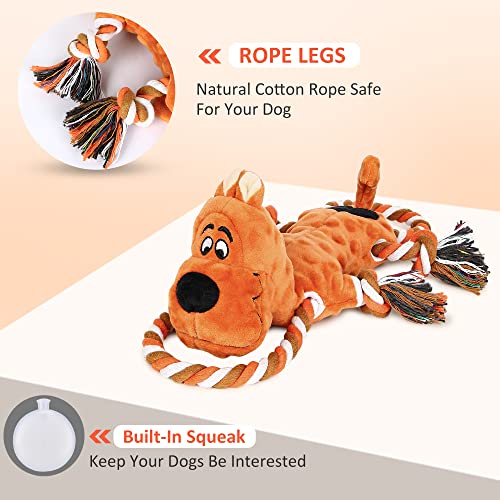 IOKHEIRA Dog Squeaky Toys Plush Dog Toy with Crinkle Paper Tug of War Dog Toys with Knotted Rope for Teeth Cleaning & Boredom IOKHEIRA Dog Squeaky Toys Plush Dog Toy with Crinkle Paper Tug of War Dog Toys with Knotted Rope for Teeth Cleaning & Boredom