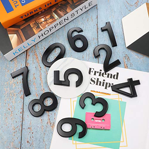 Image of 20 Pieces House Numbers Mailbox Numbers 0-9, 3D Door Address Numbers Self Adhesive Mailbox Numbers Sticker or House, Apartment, Office, Hotel Room, Mailbox Signs (Black,3 Inch)