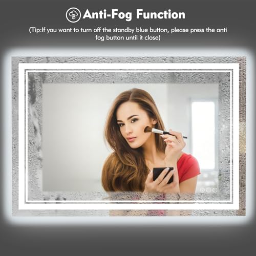 44x36 inch LED Bathroom Mirror with RGB Lights, Color Changing Backlit Mirror, Shatterproof, Dimmable Anti-Fog, Lighted Vanity Mirror (RGB Multicolor Backlit + Adjustable Front-Lighted)