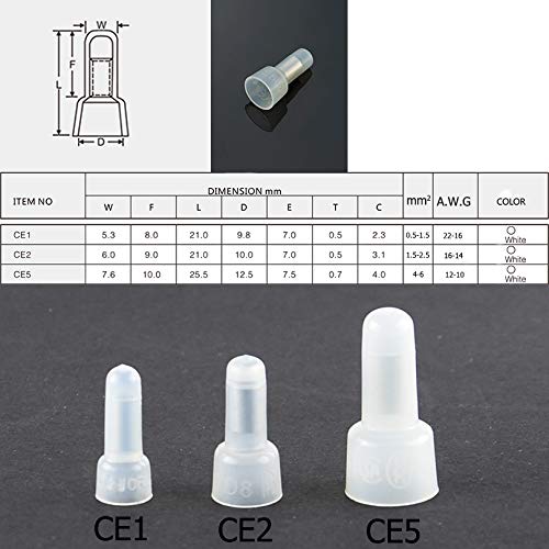230PCS/Set CE1 CE2 CE5 Closed End Crimp Caps Electrical Wire Cable Terminals Connectors Kit AWG 12-10 16-14 22-16 VUQLDHAYZ